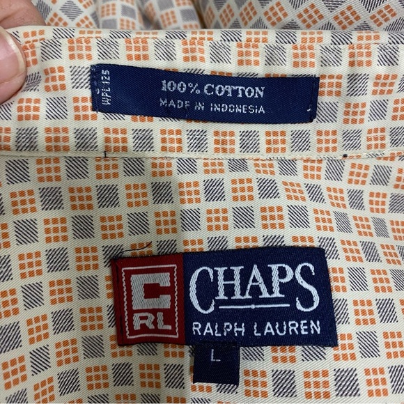 Chaps RL Men’s Orange & Gray Geo Print Short Sleeve Button Down - Picture 5 of 7